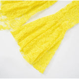 ADVBRIDGE  -  Women's Sexy Yellow Lace Mini Vestidos Chic See Through V Neck Flare Sleeve Tassel Dress 2025 Party Club Wear Slim Fit Dresses
