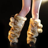 Advbridge Kawaii Lace Winter Hat Faux Fur Plush Reindeer Furry Boots Socks Cover Gothic Cap Leg Warmers Performance Costume Bomber Hats