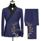 Advbridge Double Breasted Black Shawl Lapel  Slim Fit Mens Suits Wedding Groom Tuxedos Male Dress Party Jacket Pant Terno Masculino