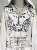 Advbridge Grunge 2024 Print Slim Waist Y2k Hoodies Hooded Zip up Sweatshirts Vintage Women Clothing Long Sleeve Tops Casual Fashion