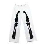 Advbridge Trousers With Print White Jeans For Men Skeleton Straight Male Cowboy Pants Designer Comfortable Korean Autumn Harajuku