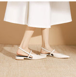 ADVBRIDGE  -  Women's Flat Sandals Minimalist Pointed Flat Sole Shoes One Word Strip with Empty Back Low Heel Women's Shoes Sandalias Mujer