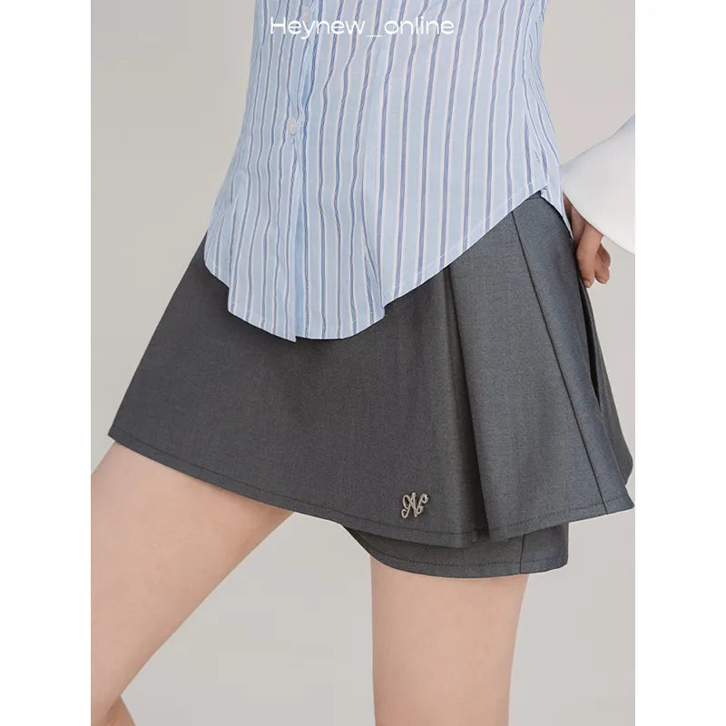 Advbridge Women's Grey Letter Silver Label Half Skirt Women's Autumn and Winter Spicy Girls Sexy New High Street Skirts Short Skirt