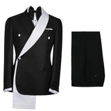 Advbridge Slim Fit Men's Two Pieces One Button Suit Black Jacket & Pants Tuxedos Stylish Prom Wedding Dinner Formal Men Suits