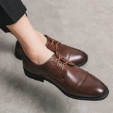 Advbridge Men Formal Shoes Leather Business Casual Shoes High Quality Dress Pointed Luxury Male Oxfords Office Triple Joint Leather Shoes