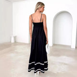 Advbridge  Summer Strap Low Square Collar Layered Elegant Beach Holiday Party Long Dress
