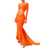 ADVBRIDGE  -  Women's Autumn and Winter New Retro Style Lace Spliced Hollow Hot Girl Dress Elegant Sexy Party Dress Club Clothing