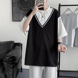 ADVBRIDGE  -  Summer Men's Pure Cotton Casual Loose Fit Plus Size London England Pattern Patchwork Round Neck Short Sleeved T-shirt Top Q96