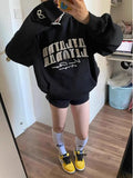 Advbridge Vintage Black Hoodies Women Y2k Oversized Embroidery Hip Hop Style Hooded Sweatshirts American Retro Casual Harajuku