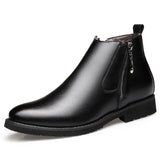 Advbridge Genuine Leather Chelsea Boots Men Winter Shoes Plush Warm Shoes Fashion Zipper Winter Mens Ankle Boots Black Booties A440