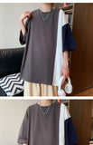 ADVBRIDGE  -  Patchwork Male Short Sleeves Men's Round Neck Summer and Spring Trendy Ice Silk T-shirt Men's Half Sleeve Body T-shirt Q226