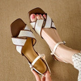 ADVBRIDGE  -  Buckles Square Toe Women's Sandals Comfort Summer Shoe Sale Original Luxury Designer Korea Casual Daily 2025 Vip On Ladies Shoes