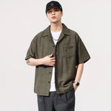 ADVBRIDGE  -  Summer Lightweight Thin Cool Shirts Men Retro Loose Casual Short Sleeve Cargo Shirt Cityboy Streetwear Plus Size Shirts Blouses