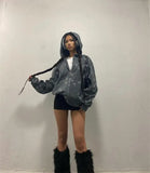 ADVBRIDGE  -  Women Hoodies Gothic Vintage Hip Hop Grunge Jacket Star print Zip Up Coat Casual Harajuku Loose Sweatshirt Clothes Y2K Tops