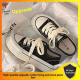 ADVBRIDGE  -  Women's Thick Bottom Canvas Shoes Summer Thin Style Versatile Design Rubber Sole Pure Color Adult Unisex Fashionable Board Shoes