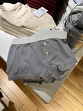 ADVBRIDGE  -  Stripes T-shirt Shorts 2 Pieces Sets Summer Short Sleeve Slim Three Buttons Crop Top Elastic Short Pant for Woman Sweet Y2k Set