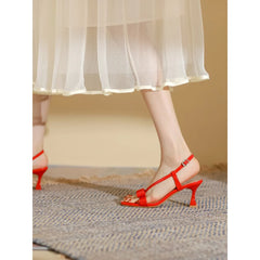 Advbridge Square toe stiletto sandals, new summer , beautiful French wine glass heels, high heels, bow tie sandals