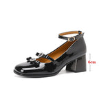 Advbridge Black Silver Mary Jane Shoes Women Thick High Heels Ankle Strap Buckle Lolita Shoes School Uniform Student Girls Pumps 2024 New