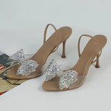 ADVBRIDGE  -  Summer Women Sandals Diamond Bow Decoration Transparent Open Toe Evening Party Wedding Ladies High Heels Woman Shoes