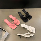 ADVBRIDGE  -  5cm Low Heeled Shoes Woman Slippers Black Bow Flip Flops Ladies Sandals New Arrival Pink Summer High Heels Sandale Femme