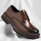 Advbridge 2025 Spring New Designer Leather Loafers Men Fashion Casual Platform Shoes Male British Style Stone Pattern Platform Shoes Men