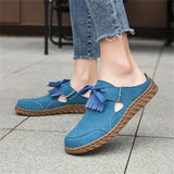 ADVBRIDGE  -  Pink Suede Woman Mules Shoes Big Size 43 Tassel Fashion Women's Shoes Quality Handmade Ladies Flats Summer Half Shoes For Women