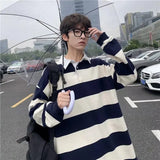 Advbridge Tops Stripe Male Clothes Baggy T Polo Shirts for Men Sweatshirts Korean Autumn Harajuku Fashion Bulk Streetwear Social Size S F