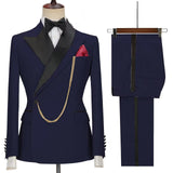 Advbridge Solid Men's 2 Pieces Suit Double Breasted Jacket and Trousers Dinner Party Wedding Groom Tuxedos Slim Fit Formal Business Suits