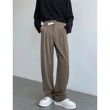 ADVBRIDGE  -   Brown Black Suit Pants Men Fashion Social Mens Dress Pants Korean Loose Business Casual Pants Mens Office Formal Trousers M-3XL