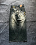 Advbridge Y2K Vintage Jeans New Hip Hop Fashion Pattern Embroidery Baggy Jeans Denim Pants Gothic High Waist Wide Legs Trousers Streetwear