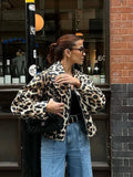 Advbridge Leopard Print Zipper Casual Women's Jacket Fashion Trend Lapel Long Sleeved Pocket Coat Autumn High Street Commute Lady Coats