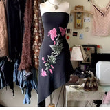 ADVBRIDGE  -  Summer Streetwear Printing Strapless Dress Harajuku Sexy Irregular Fairy Dresses Women Y2k Aesthetic Slim Waist Tunic Vestidos