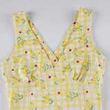 ADVBRIDGE  -  Women Floral Print Tank Dress Summer Sleeveless V Neck A-Line Slim Short Mini Dresses Beach Vacation Vestidos