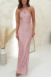 ADVBRIDGE  -  Party Dresses For Women Sexy Sequin Night Robe Off Shoulder Sleeveless Bodycon Evening Maxi Dress Clothing New Year Dress