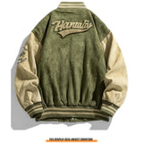 Advbridge High Quality Suede Bomber Jacket For Men Women American Retro Embroidery Coat Hip Hop Streetwear Couple Baseball Jersey Jacket