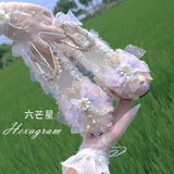 Advbridge Kawaii Princess Cos Shoes Flower Wedding Round Toe High Heels Lolita Flower Fairy Shoes Lolita Halloween for Women Girls Gifts