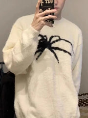 Advbridge Spider Pattern Knitting Sweater Men Women Mohair Soft Loose Knitted Jumpers Autumn Street Harajuku College Knit Pullovers Couple