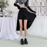 Advbridge Side-slit Suit Skirts Women Mid-calf High Waist Korean Style A-line Skirt Summer Elegante All-match Streetwear Female Plus Size