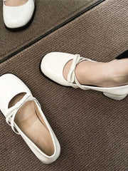 Advbridge British Style Shallow-cut Single Shoes Women Summer New Mid-heel Leather Shoes Female Round Head Mary Jane High Heels Shoes