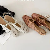 ADVBRIDGE  -  Niche Design Hollow Out Breathable 2025 Summer New Buckle Strap Women's Sandals Baotou Square Heel Bow Tie Casual Sandals Women
