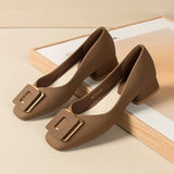 Advbridge Chunky Block Pumps for Women Slip On Low Heel Closed Round Toe Dress Classic Mid Square Shoes Wedding Party Office Lady  Shoes