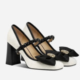 Advbridge Fad Crystal High Heels Shoes Sweet Bow Mary Jane Sandals Women New Autumn Sexy Dress Party Pumps Shallow Lolita Mujer Shoes