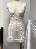 ADVBRIDGE  -  Erotic Underwear Sexy Lingerie Bandage Lace Perspective Mesh Suspender Nightdress Passion Temptation Hot Pajamas + Trousers