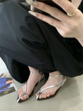 ADVBRIDGE  -  Summer Pointed Clip Toe Flat Heels Women Sandals Fashion Buckle Strap Casual Beach Party Flip Flops Shoes