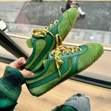 Advbridge Genuine leather training women's lace-up casual sports shoes 2025 autumn and winter plus velvet retro German training shoes