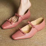ADVBRIDGE  -  Women's cow leather double bowtie slip-on flats loafers square toe high quality female sweet daily moccasins shoes for woman hot