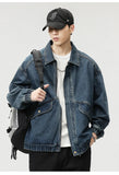 ADVBRIDGE  -  Autumn Men's Denim Jacket Vintage Large Pocket Elastic Cuffs Baggy Coat Oversized Japanese Casual Streetwear 4XL 5XL
