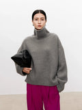 Advbridge Thickened turtleneck 100% pure cashmere sweater women's loose lazy knit silhouette sweater European products