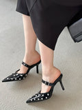 ADVBRIDGE  -   Crystal Diamond Buckle Strap Pointed Toe Women Pumps Slippers Fashion Party Prom Thin High Heels Shoes