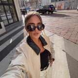 ADVBRIDGE  -  Fashion Commuter Jacket 2025 Spring and Autumn Leather Collar Contrast Cotton Women's Jacket Coat